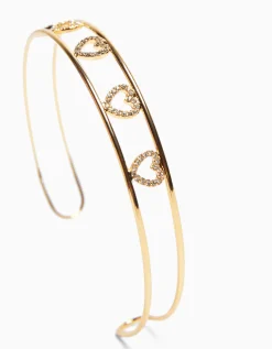 BERSHKA Collier ras du cou rigide cœurs pierres fantaisie Or Flash Sale