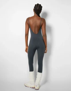 BERSHKA Combi-pantalon bretelles fines seamless Noir Store