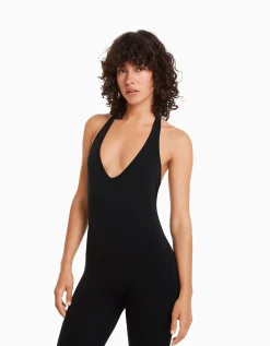 BERSHKA Combi-pantalon seamless Noir Clearance