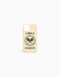 BERSHKA Coque mobile imprimé varsity Blanc cassé New
