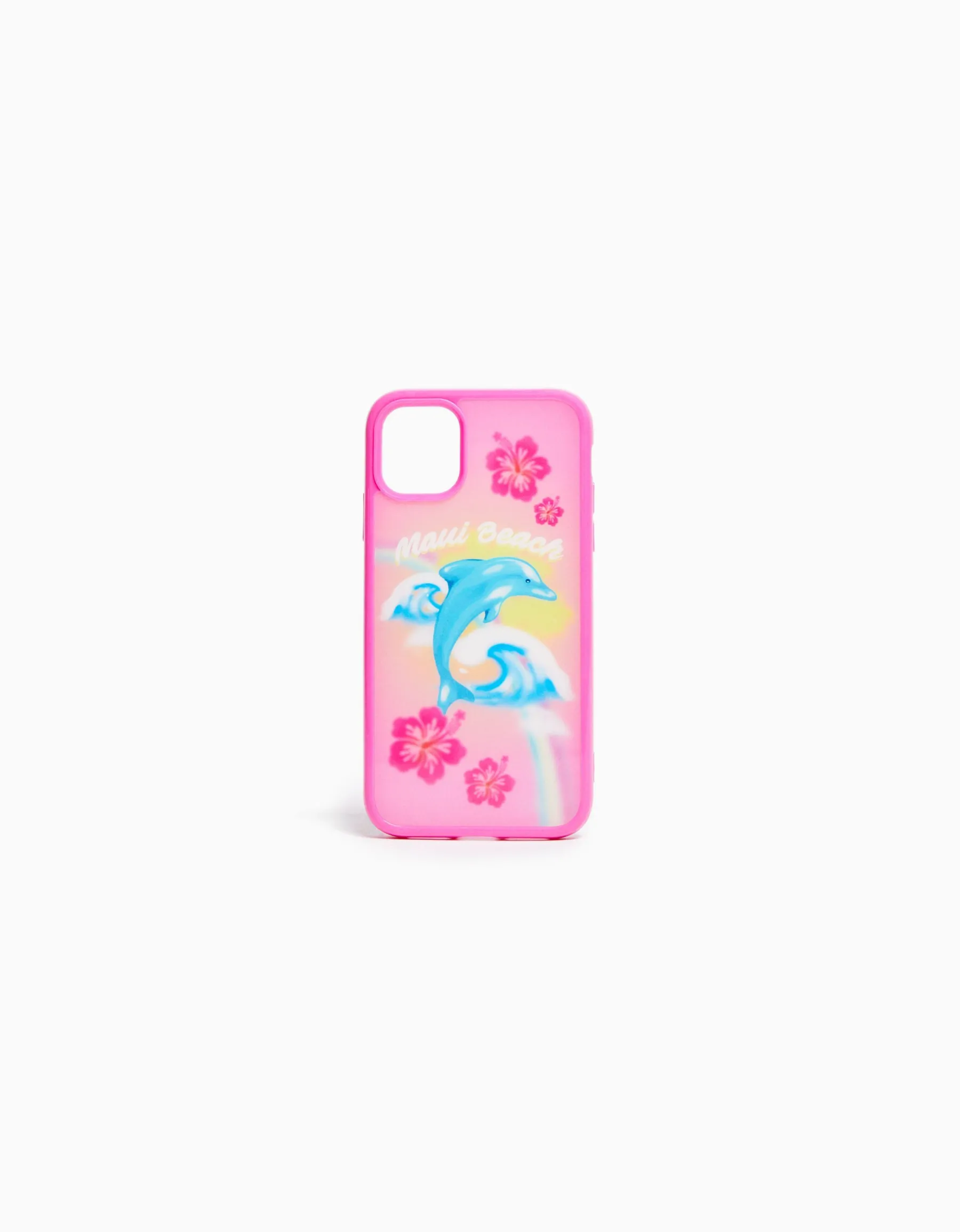 BERSHKA Coque mobile imprimée Fuchsia Best