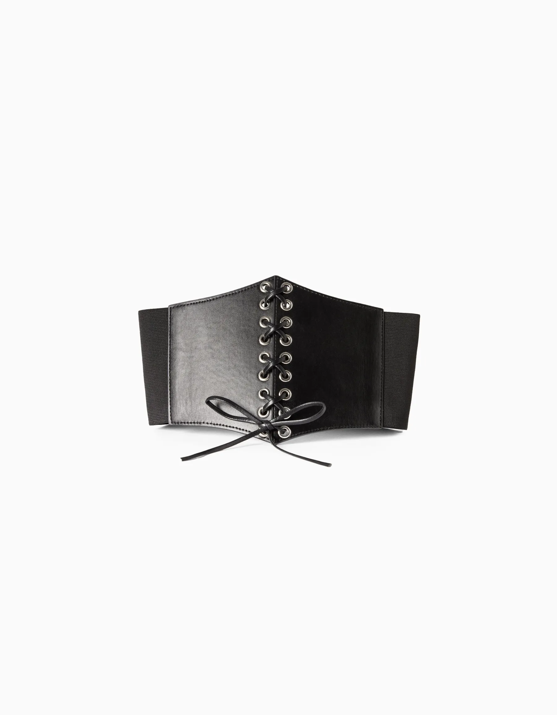 BERSHKA Corset tressé imitation cuir Noir Cheap