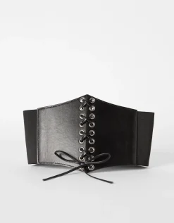 BERSHKA Corset tressé imitation cuir Noir Cheap