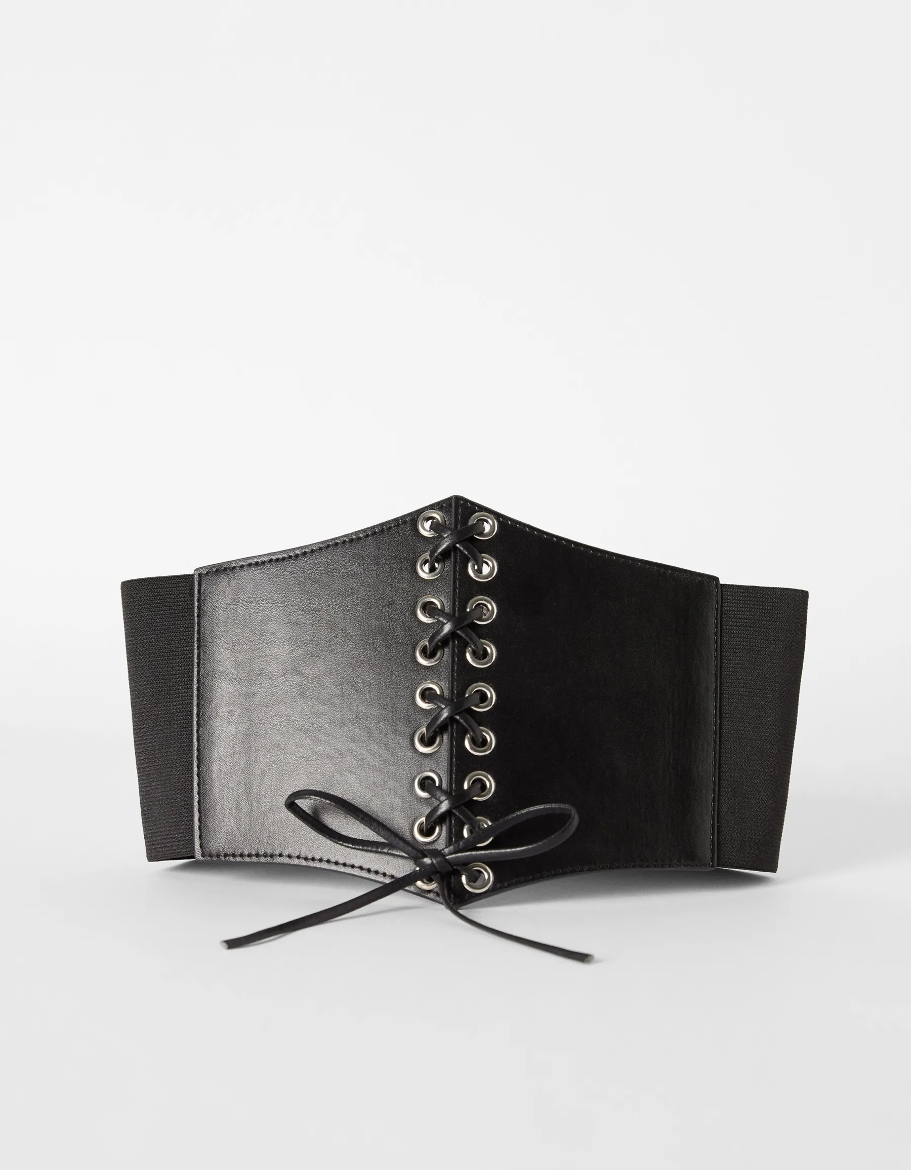BERSHKA Corset tressé imitation cuir Noir Cheap