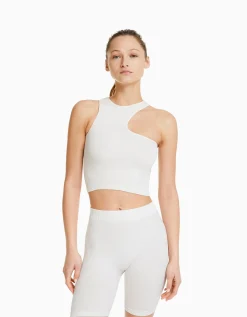 BERSHKA Cycliste seamless bord-côte Noir Clearance