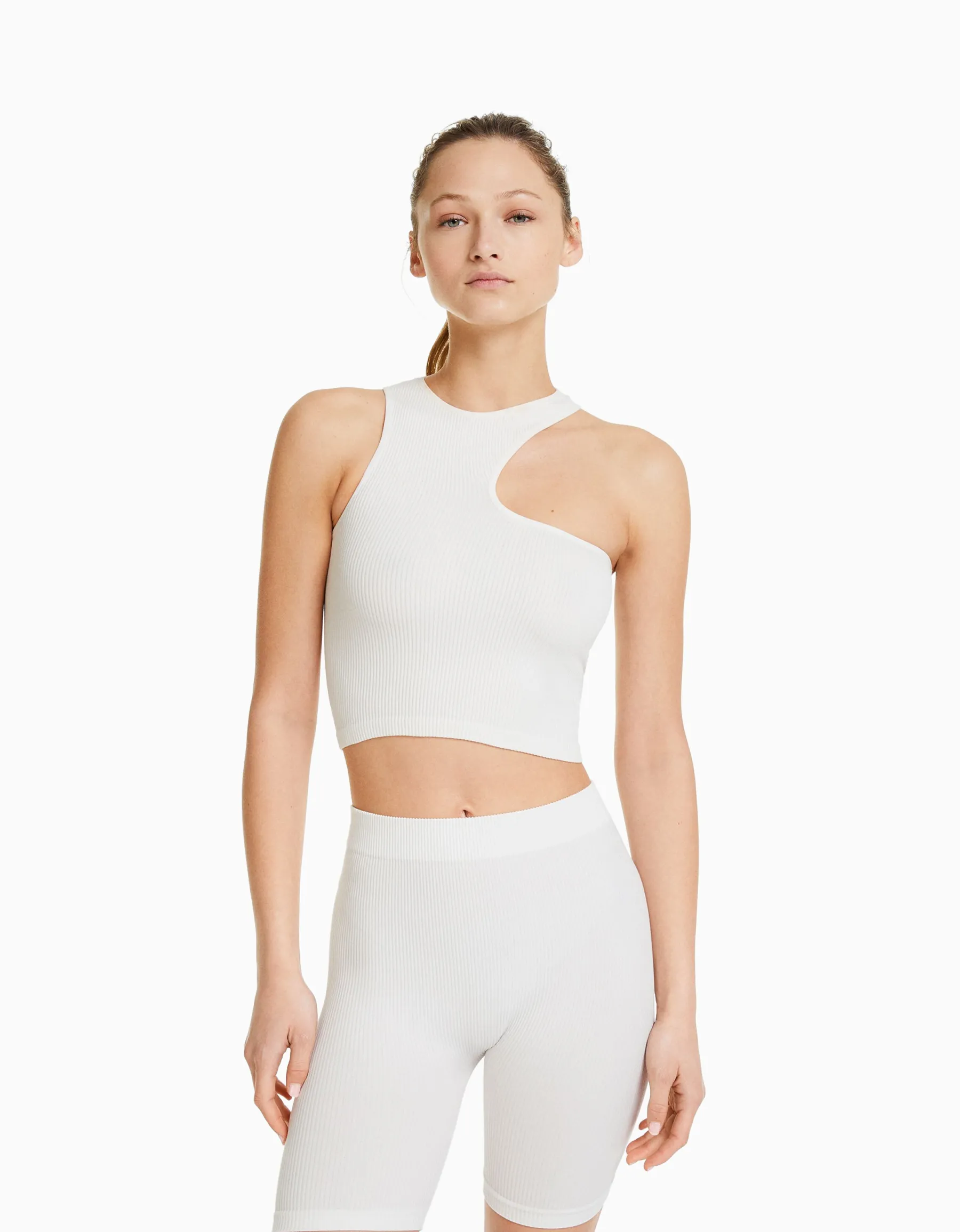 BERSHKA Cycliste seamless bord-côte Noir Clearance