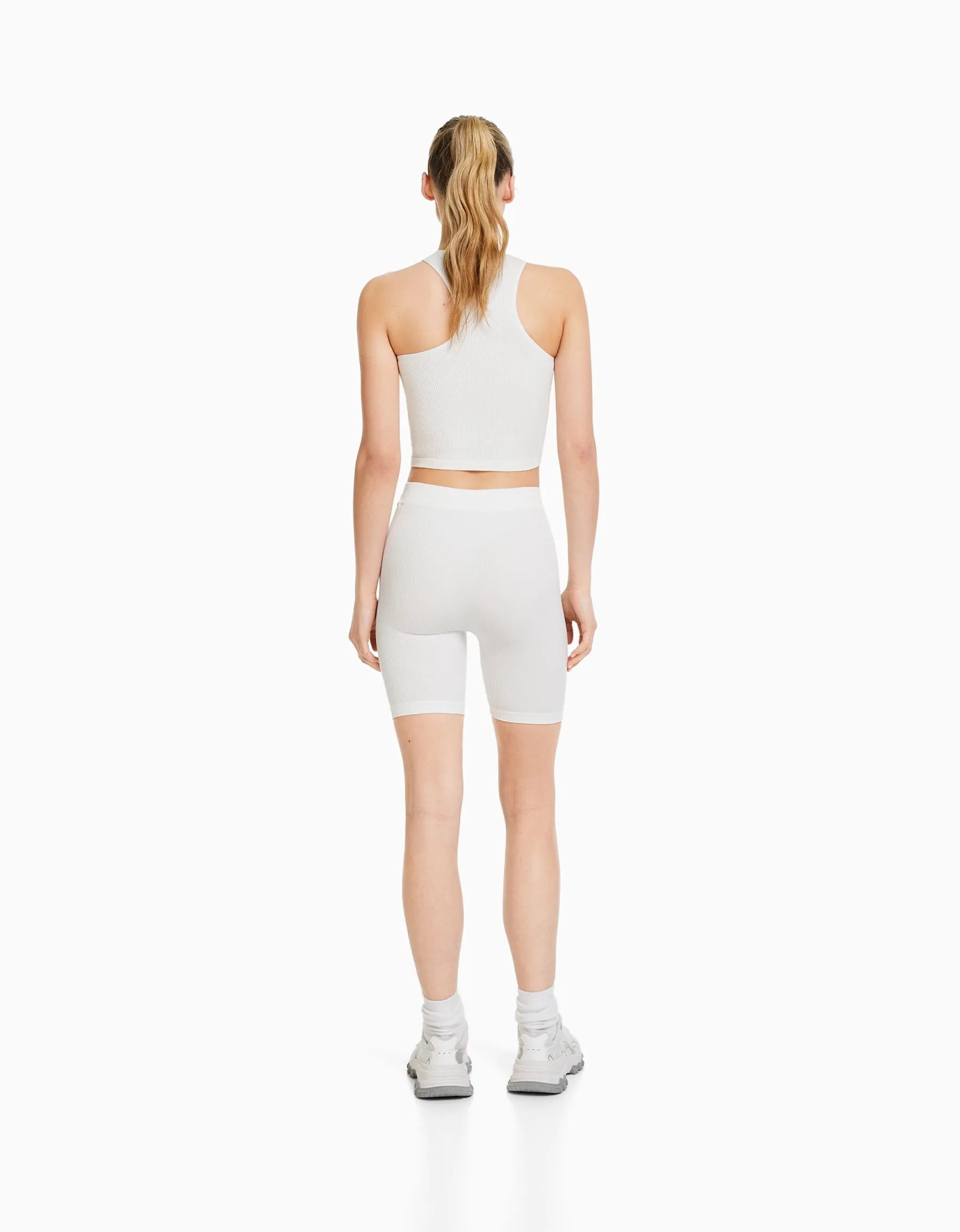 BERSHKA Cycliste seamless bord-côte Noir Clearance