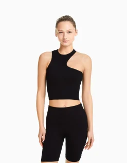BERSHKA Cycliste seamless bord-côte Noir Store