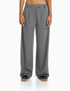 BERSHKA Dad fit - Pantalon tailoring wide leg Marine Outlet