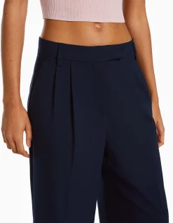 BERSHKA Dad fit - Pantalon tailoring wide leg Marine Discount