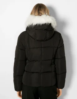 BERSHKA Doudoune capuche fausse fourrure Pierre Flash Sale