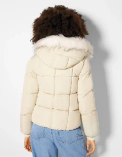 BERSHKA Doudoune capuche fausse fourrure Pierre Shop