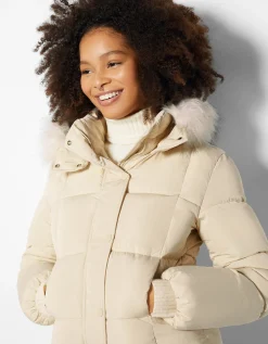 BERSHKA Doudoune capuche fausse fourrure Pierre Shop