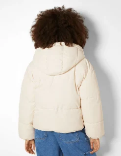 BERSHKA Doudoune capuche oversize Marron New