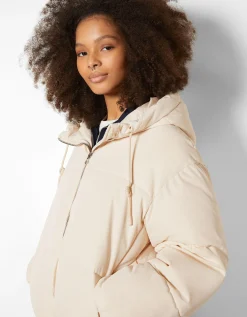 BERSHKA Doudoune capuche oversize Marron Store