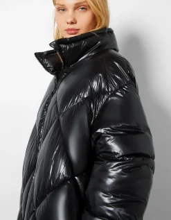 BERSHKA Doudoune longue Noir Store