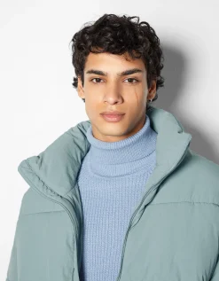 BERSHKA Doudoune oversize Bleu Discount