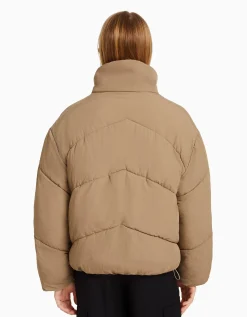 BERSHKA Doudoune oversize Taupe Store