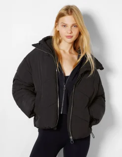 BERSHKA Doudoune oversize Taupe New