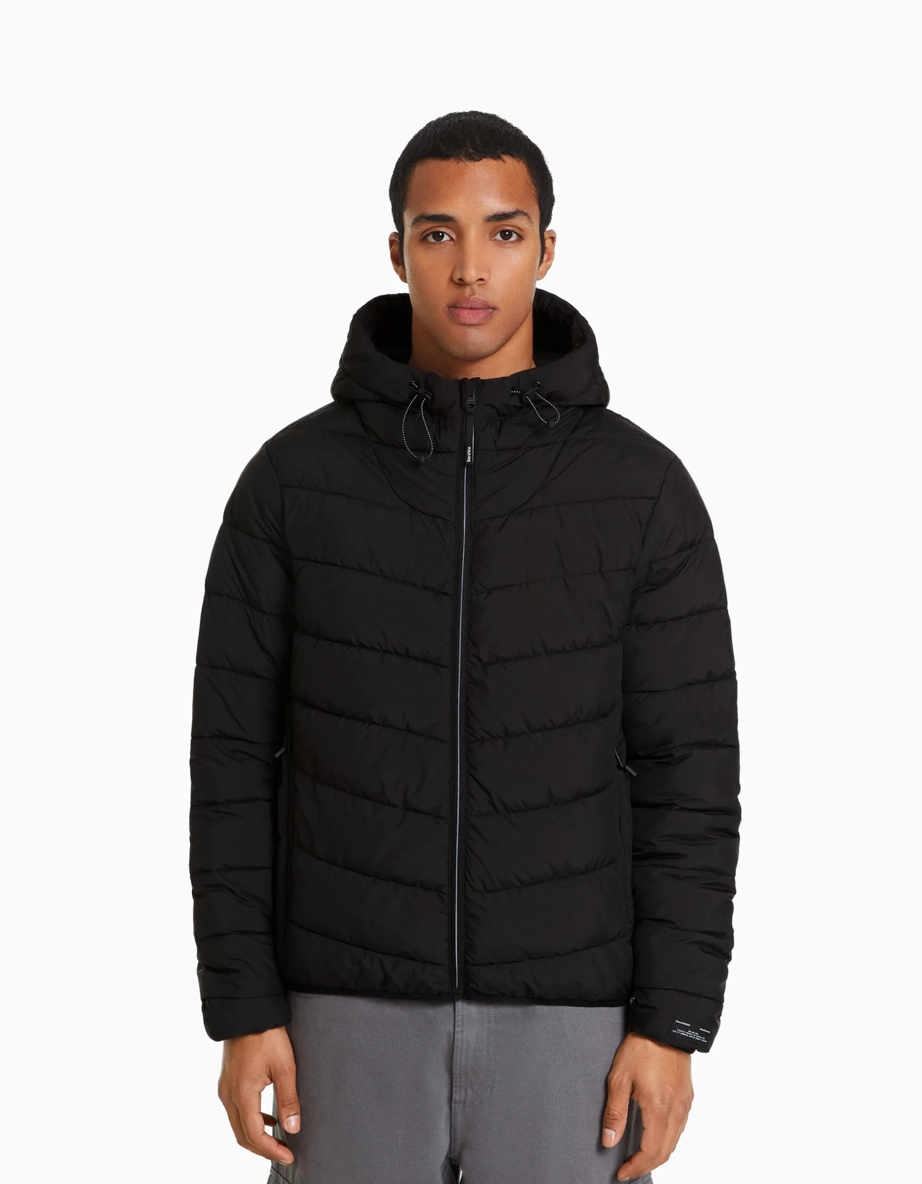 BERSHKA Doudoune rembourré léger Bleu Hot