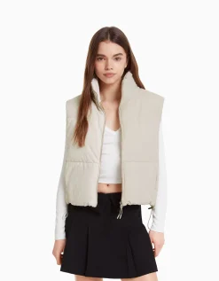 BERSHKA Doudoune sans manches effet nylon doublure Pierre Hot