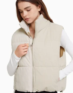BERSHKA Doudoune sans manches effet nylon doublure Pierre Hot