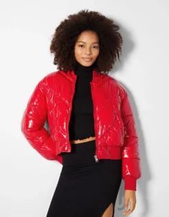BERSHKA Doudoune vinyle Rouge Fashion