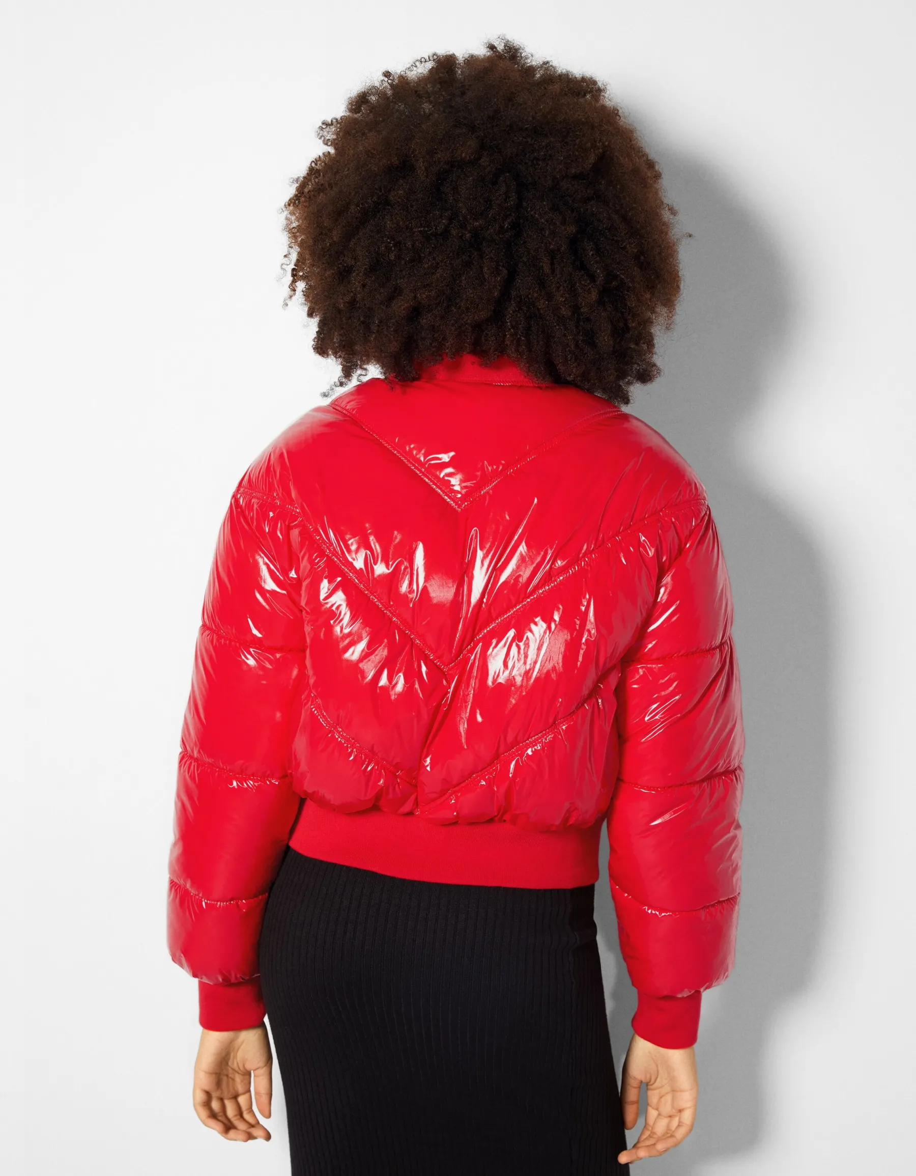 BERSHKA Doudoune vinyle Rouge Fashion