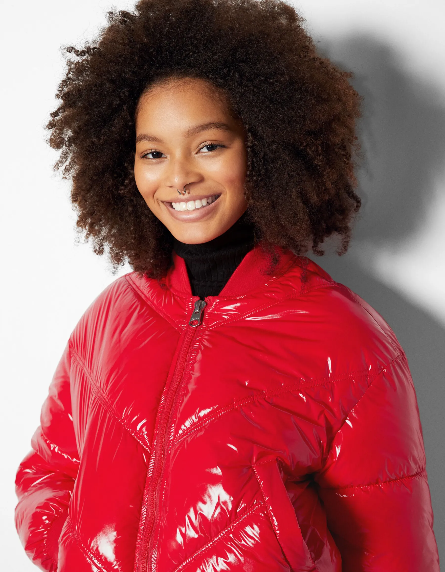 BERSHKA Doudoune vinyle Rouge Fashion