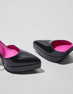 BERSHKA Escarpins compensés Noir Outlet