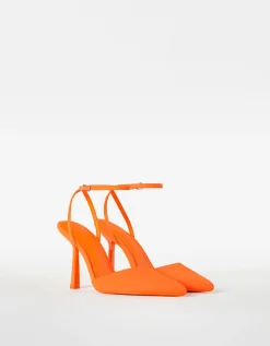 BERSHKA Escarpins ouverts à l’arrière boucle de cheville Orange Discount