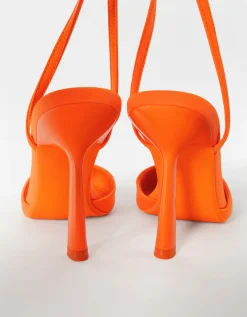 BERSHKA Escarpins ouverts à l’arrière boucle de cheville Orange Discount
