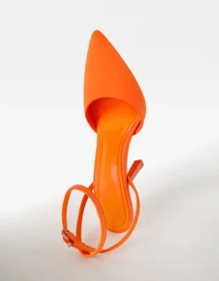 BERSHKA Escarpins ouverts à l’arrière boucle de cheville Orange Discount