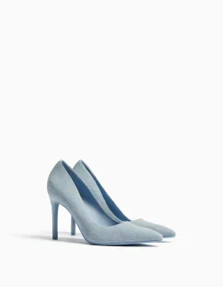 BERSHKA Escarpins talon haut denim Bleu lavé Best Sale