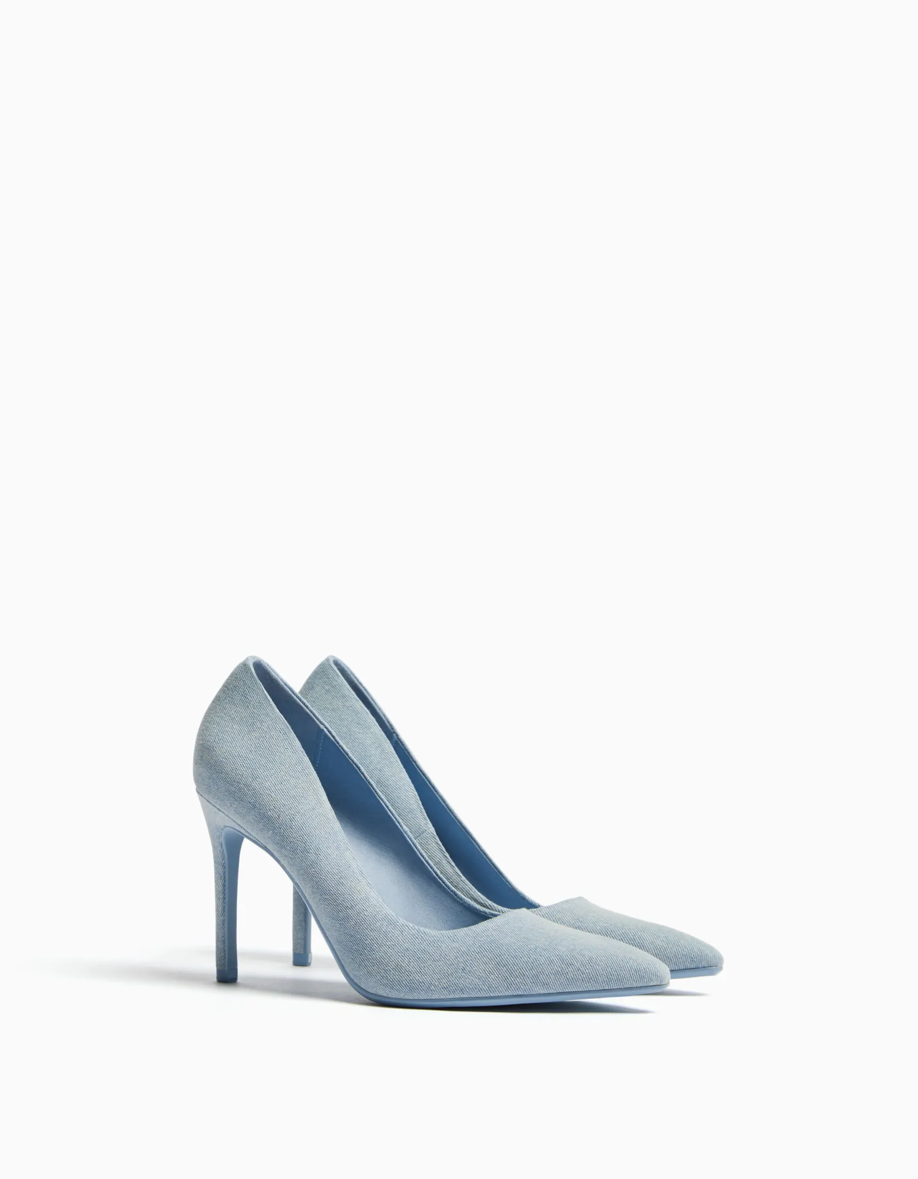 BERSHKA Escarpins talon haut denim Bleu lavé Cheap