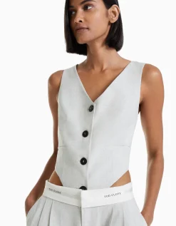 BERSHKA Gilet body tailoring Gris Best Sale