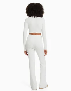 BERSHKA Gilet cropped col montant fermeture Éclair Bleu clair Shop