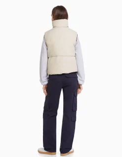 BERSHKA Gilet cropped sans manches réversible Grenade Outlet