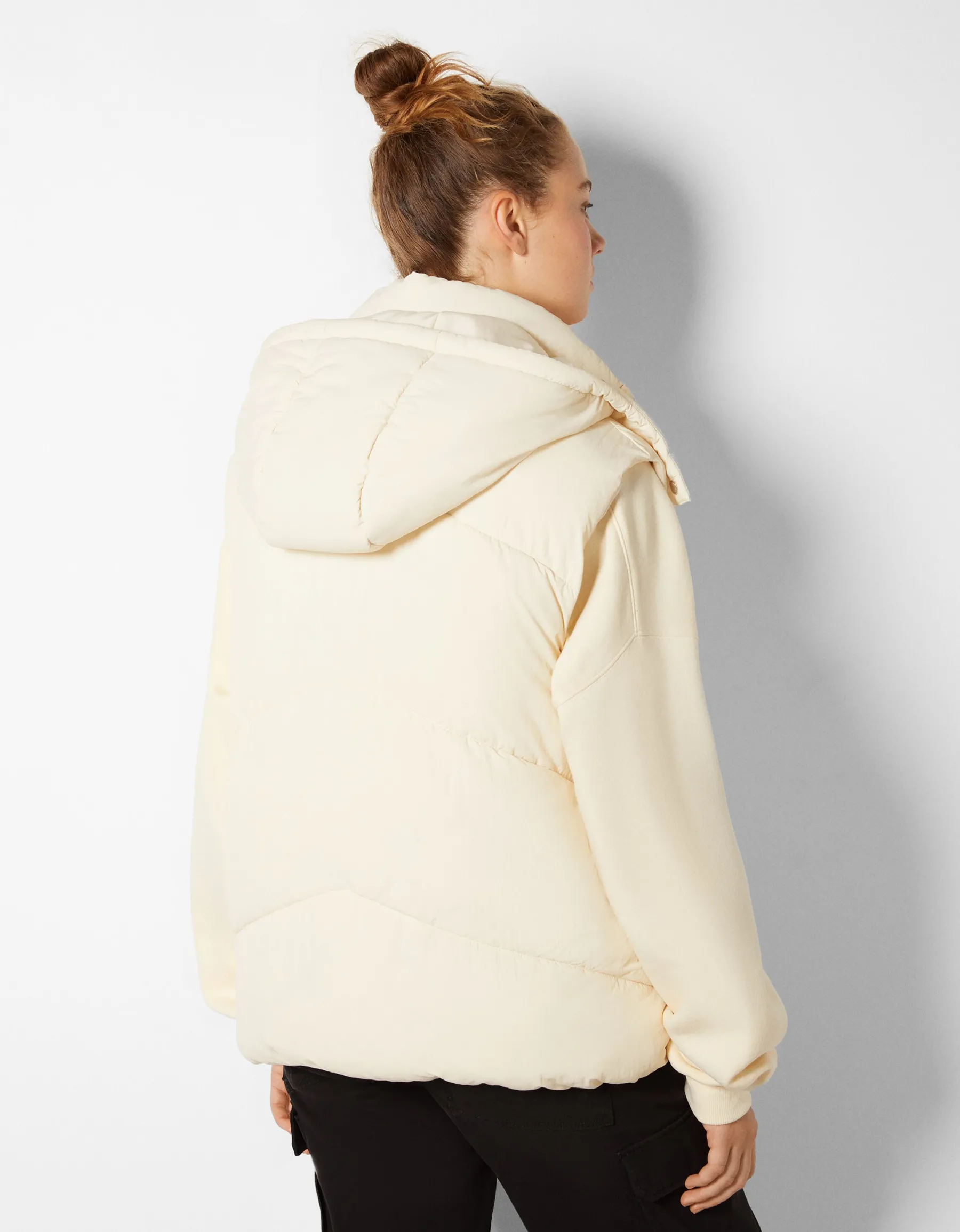 BERSHKA Gilet sans manches rembourré capuche oversize Noir Flash Sale
