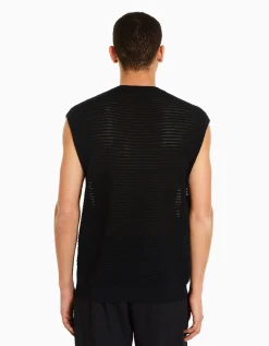 BERSHKA Gilet sans manches résille Noir Clearance