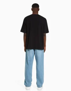 BERSHKA Jean baggy Bleu lavé Cheap