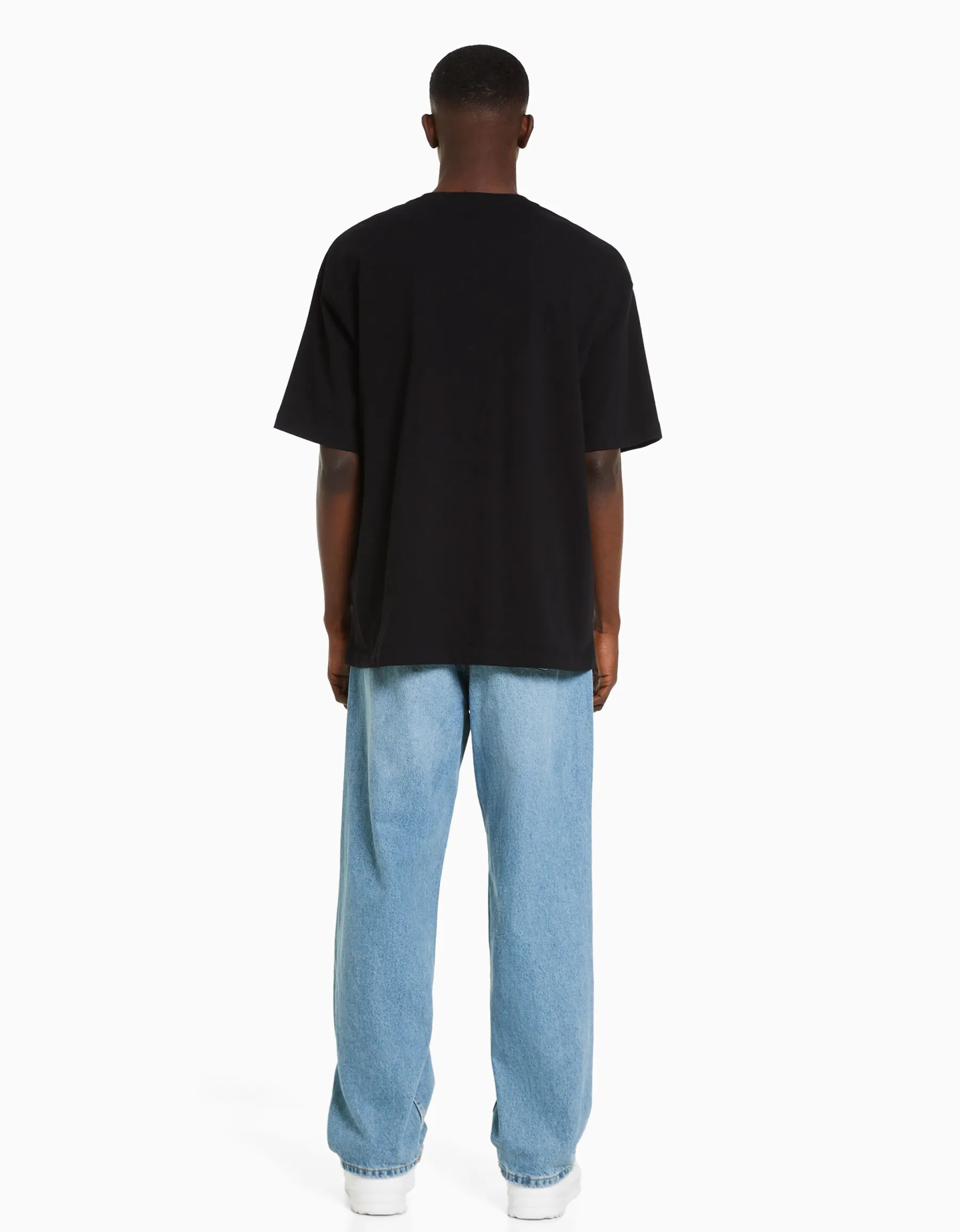 BERSHKA Jean baggy Bleu lavé Cheap