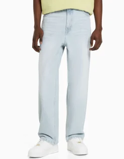 BERSHKA Jean baggy Bleu clair Hot