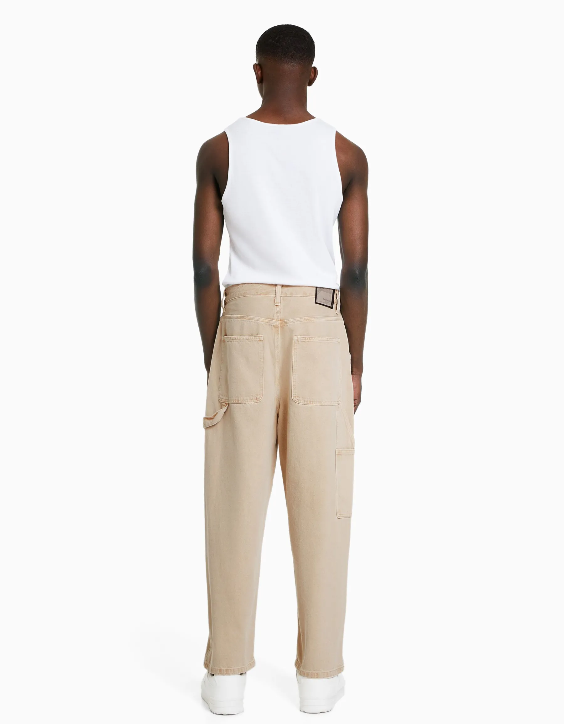 BERSHKA Jean baggy carpenter Camel Store