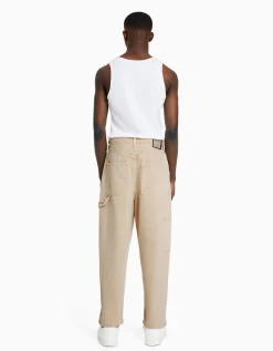 BERSHKA Jean baggy carpenter Blanc cassé Shop