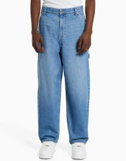 BERSHKA Jean baggy carpenter Blanc cassé Best Sale