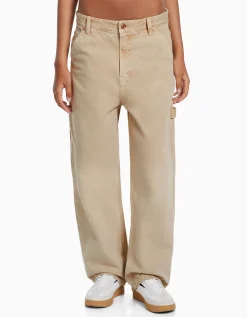 BERSHKA Jean baggy carpenter Blanc cassé Shop
