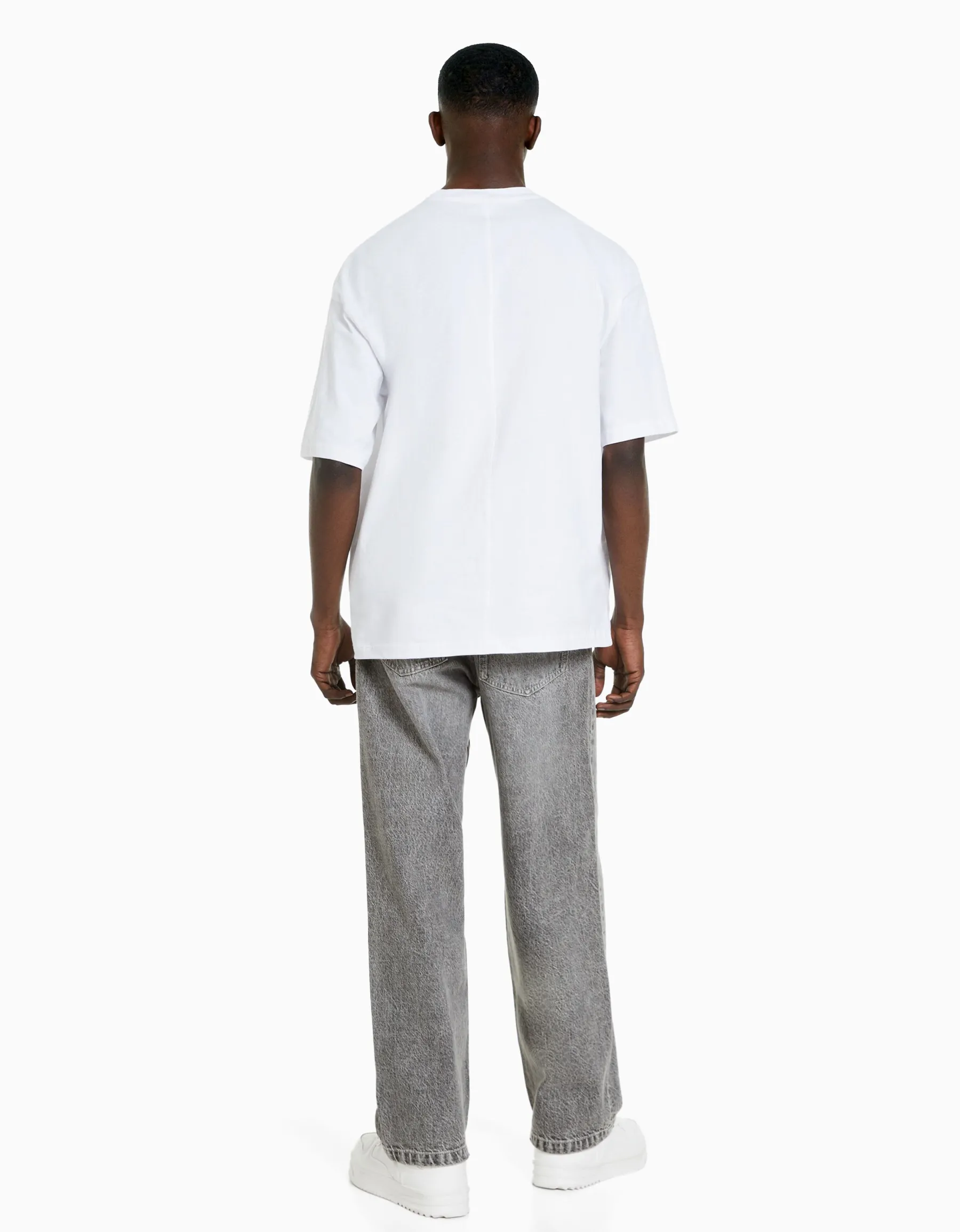 BERSHKA Jean baggy coloré Gris Hot