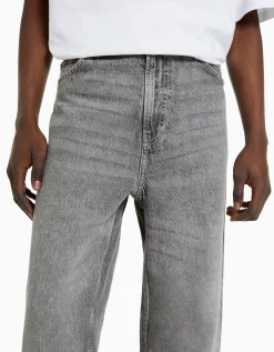 BERSHKA Jean baggy coloré Gris Hot