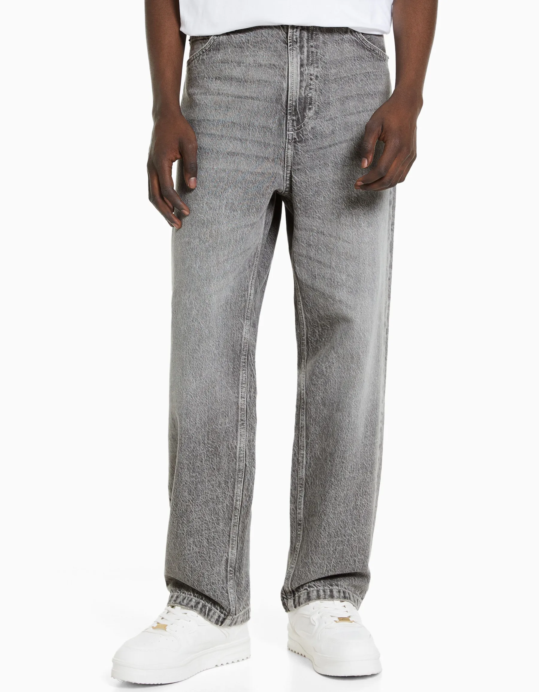 BERSHKA Jean baggy coloré Gris Fashion